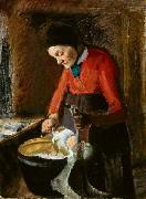 Anna Ancher Old Lene Plucking a Goose oil painting reproduction